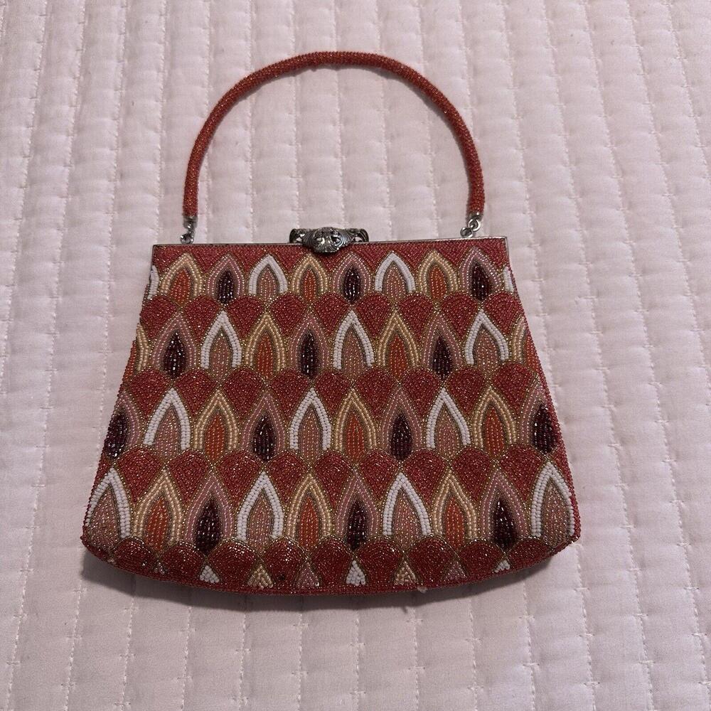 Multi Color Beaded Bead Hand Bag Purse Japanese Style Retro Graphic Women’s